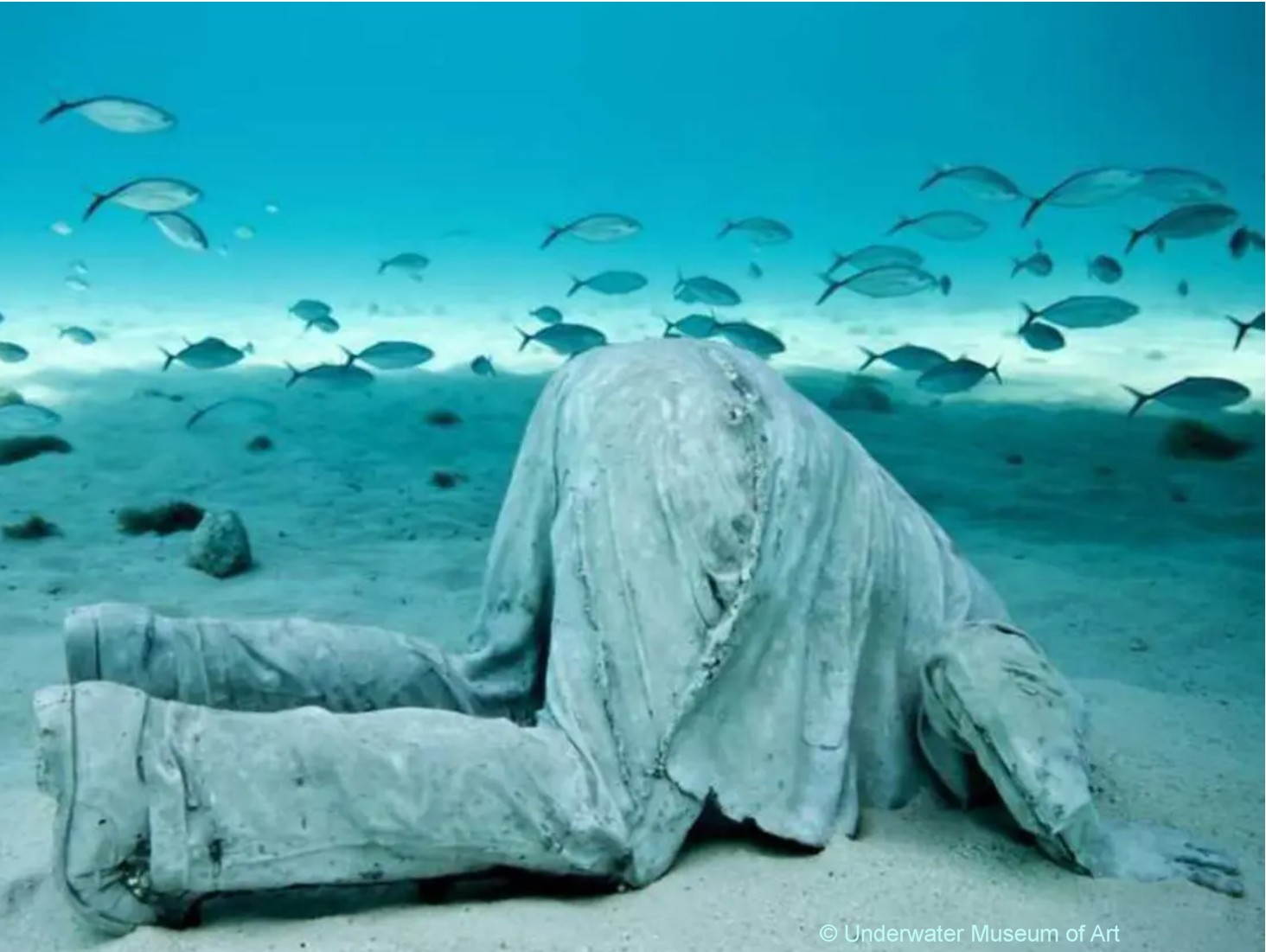 underwatermuseum of art: head in the sand
